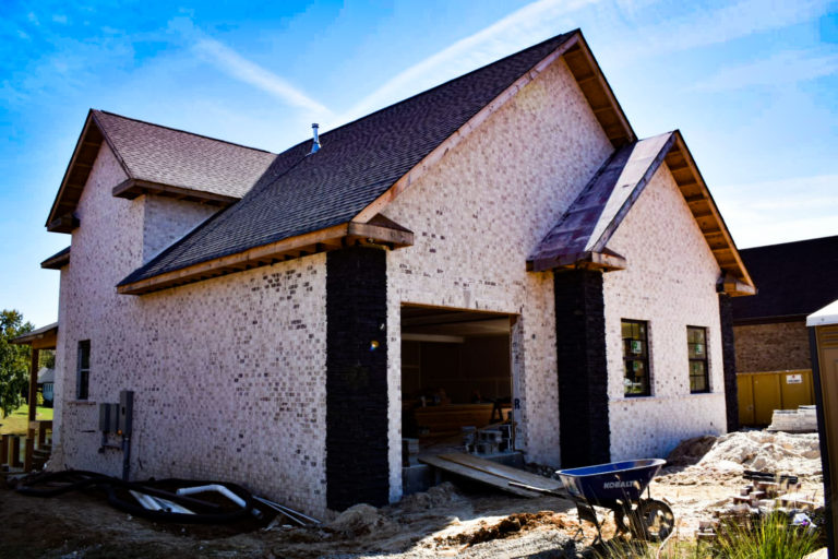 Brick home exterior in progress