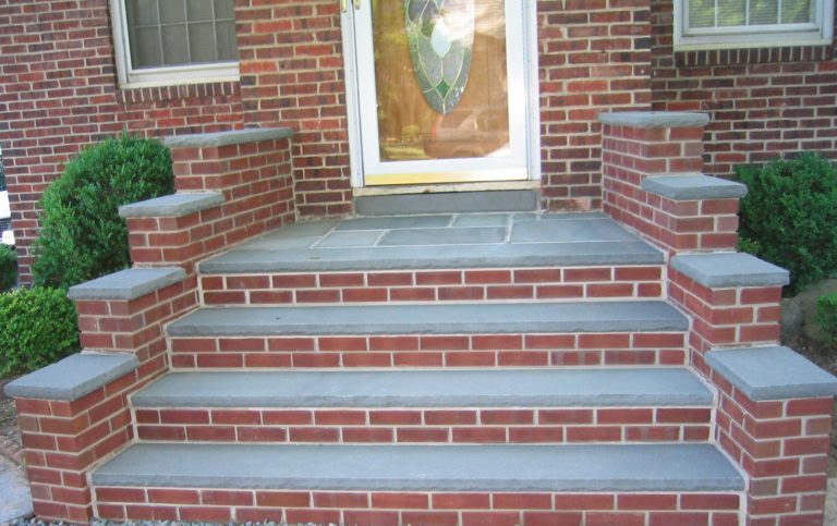 Brick entry steps with stone treads