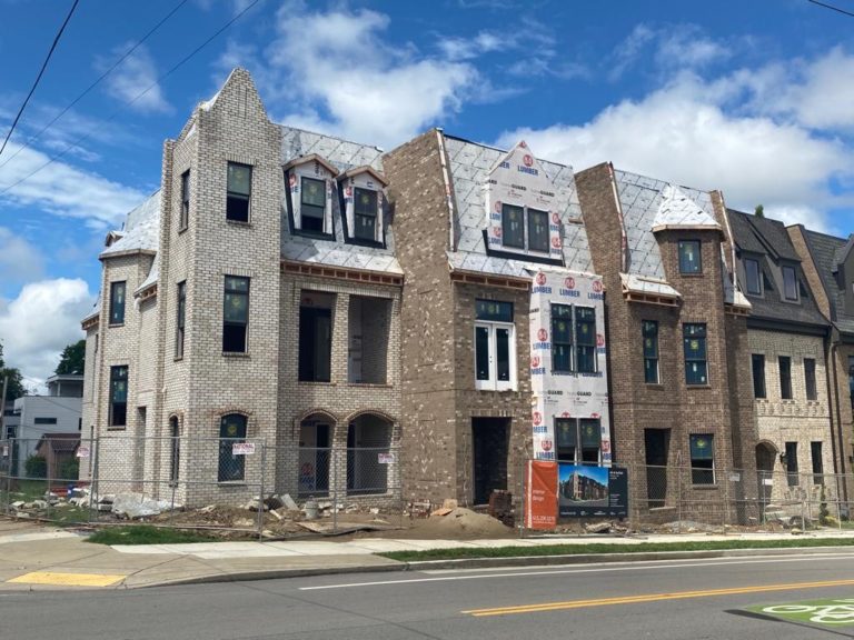 Multi-story brick and stone building