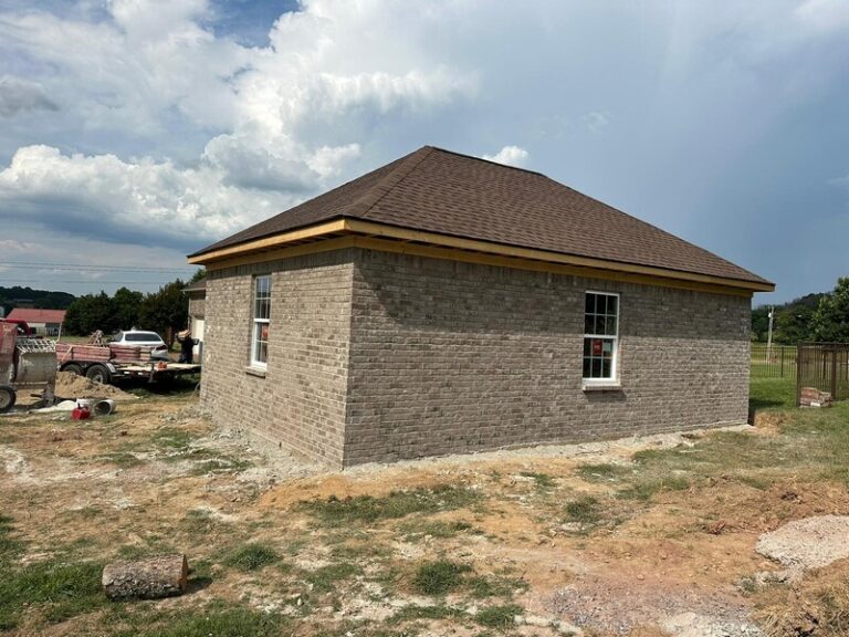 Freestanding brick building