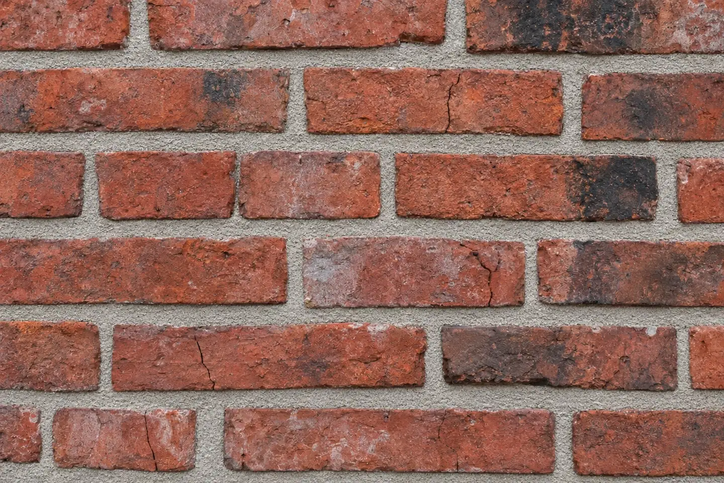 Brick wall before and after repointing - after